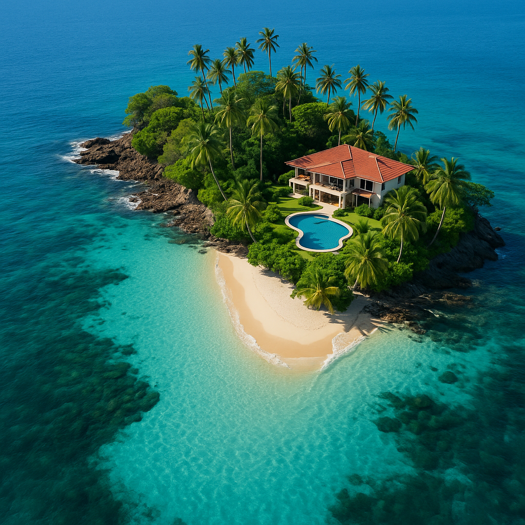 Header How to Own a Private Island featuring a tropical island